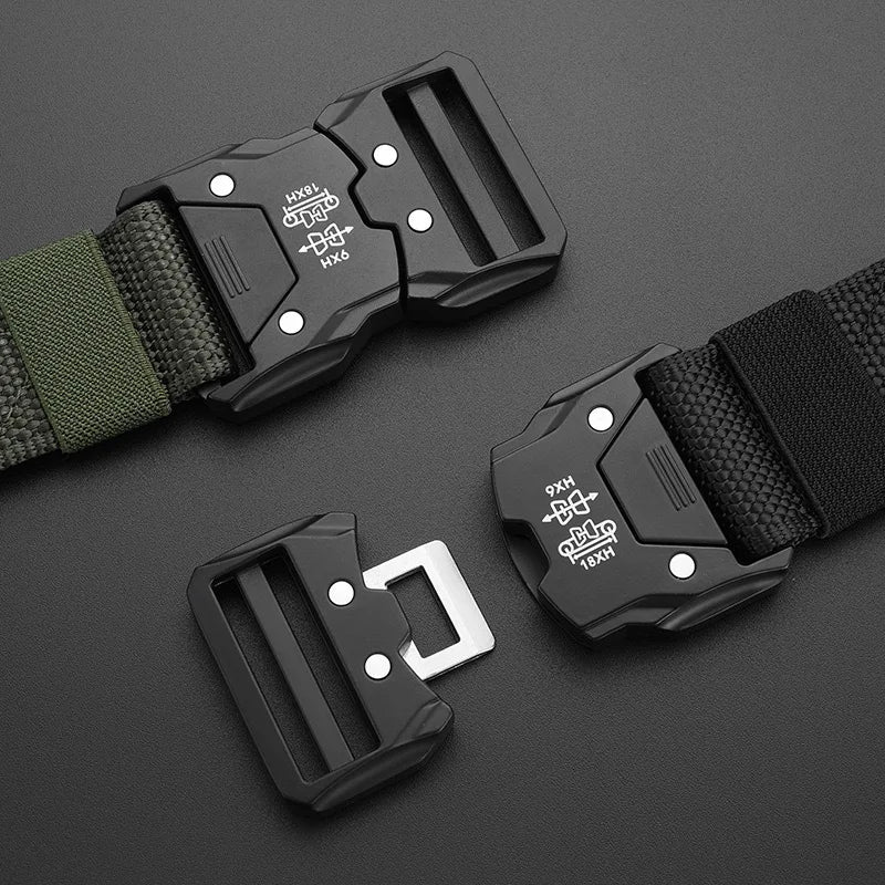 Best Men's Belts Tactical Black Waist Woven Durable Automatic Buckle Belt for Man Army Outdoor Hunting Golf Nylon Belt Trouser