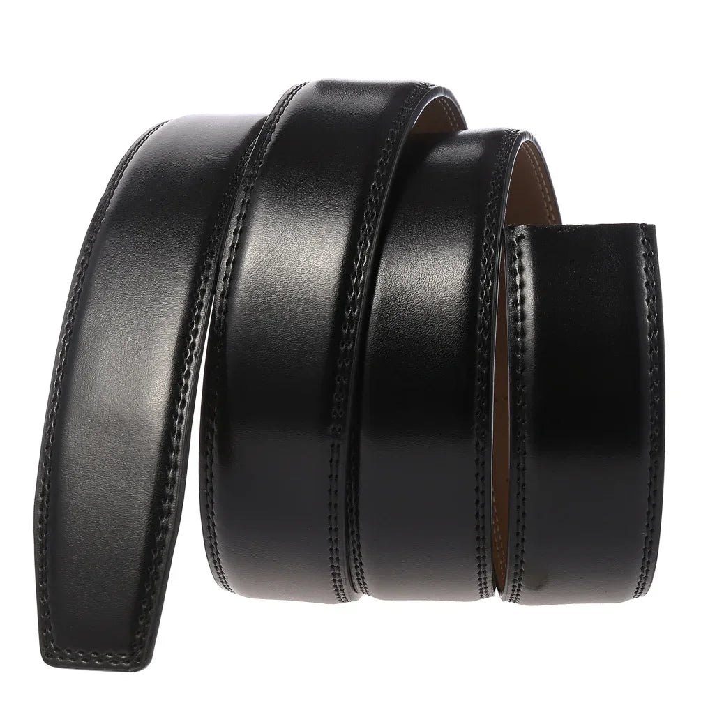 3.5cm Belt No Buckle Cow Genuine Leather Belt Body for Automatic Buckle High Quality Black Brown Belts Without Buckle Cowskin