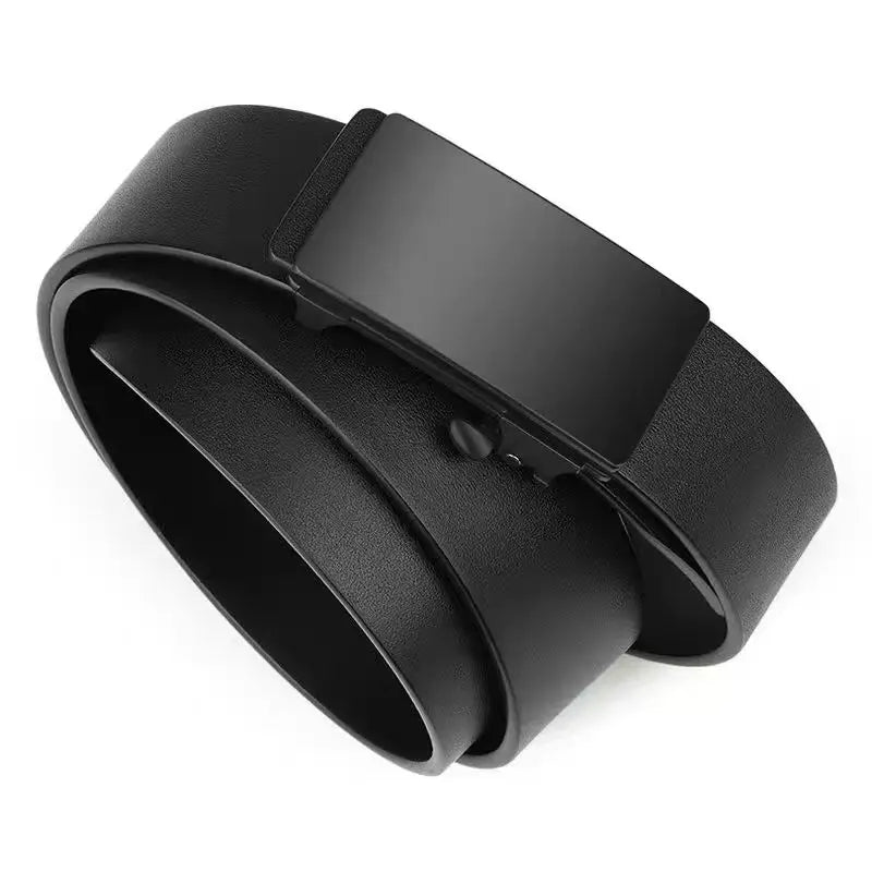 Belt men's genuine leather toothless automatic buckle cowhide belt men's youth business belt