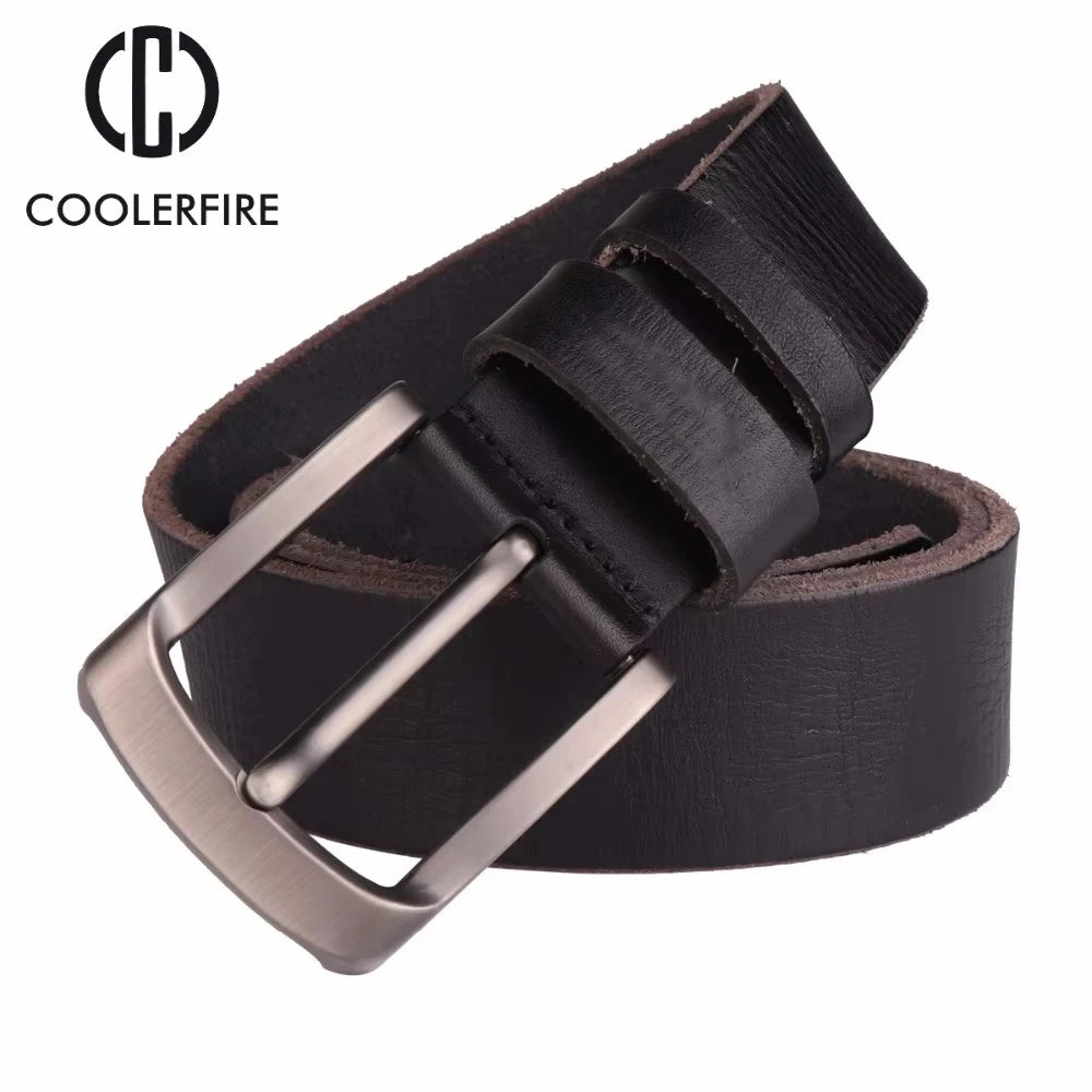 CCOOLERFIRE Men Belt Full Grain 100% Real Genuine Cowskin Top Layer Leather Soft Jeans Cowhide Belts For Men TM053