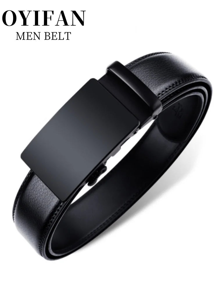 Automatic Buckle Belts for Men High Quality Brown/Black Genuine Leather Belts with Adjustable Ratchet Belt for Men