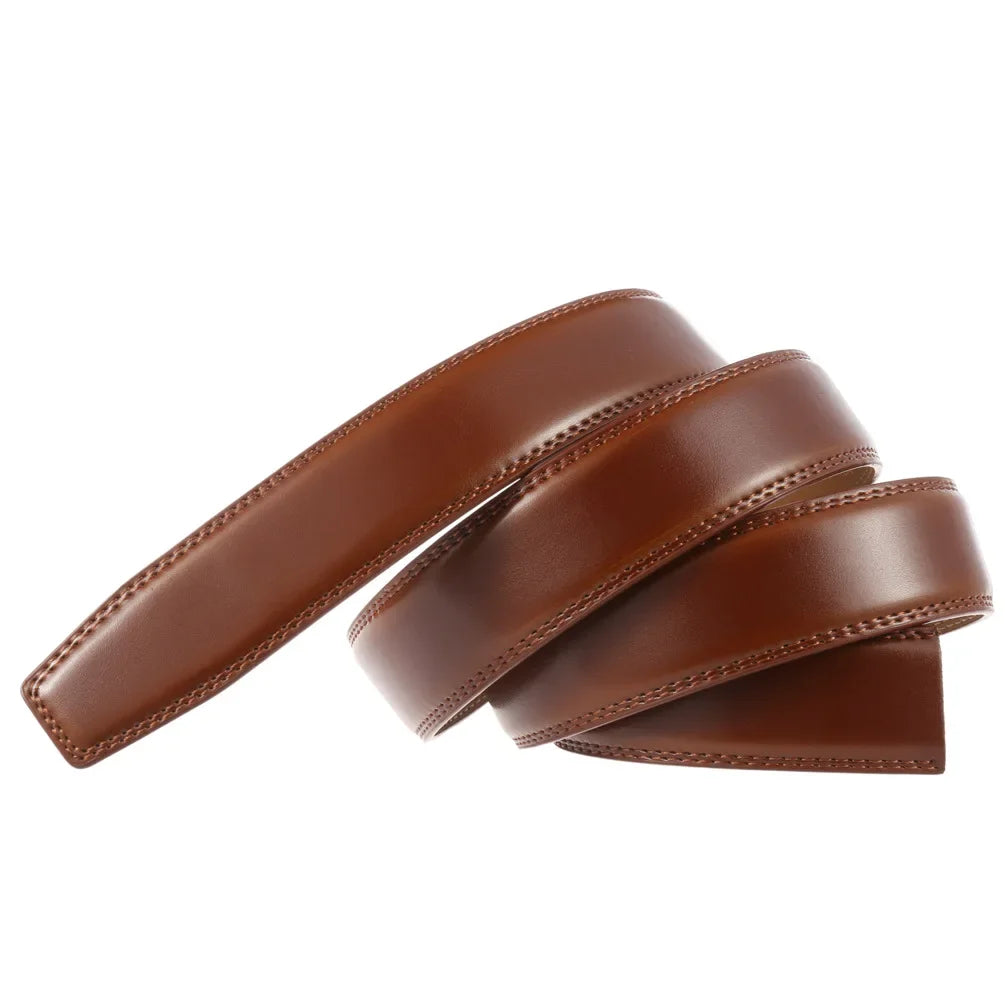 3.5cm Belt No Buckle Cow Genuine Leather Belt Body for Automatic Buckle High Quality Black Brown Belts Without Buckle Cowskin