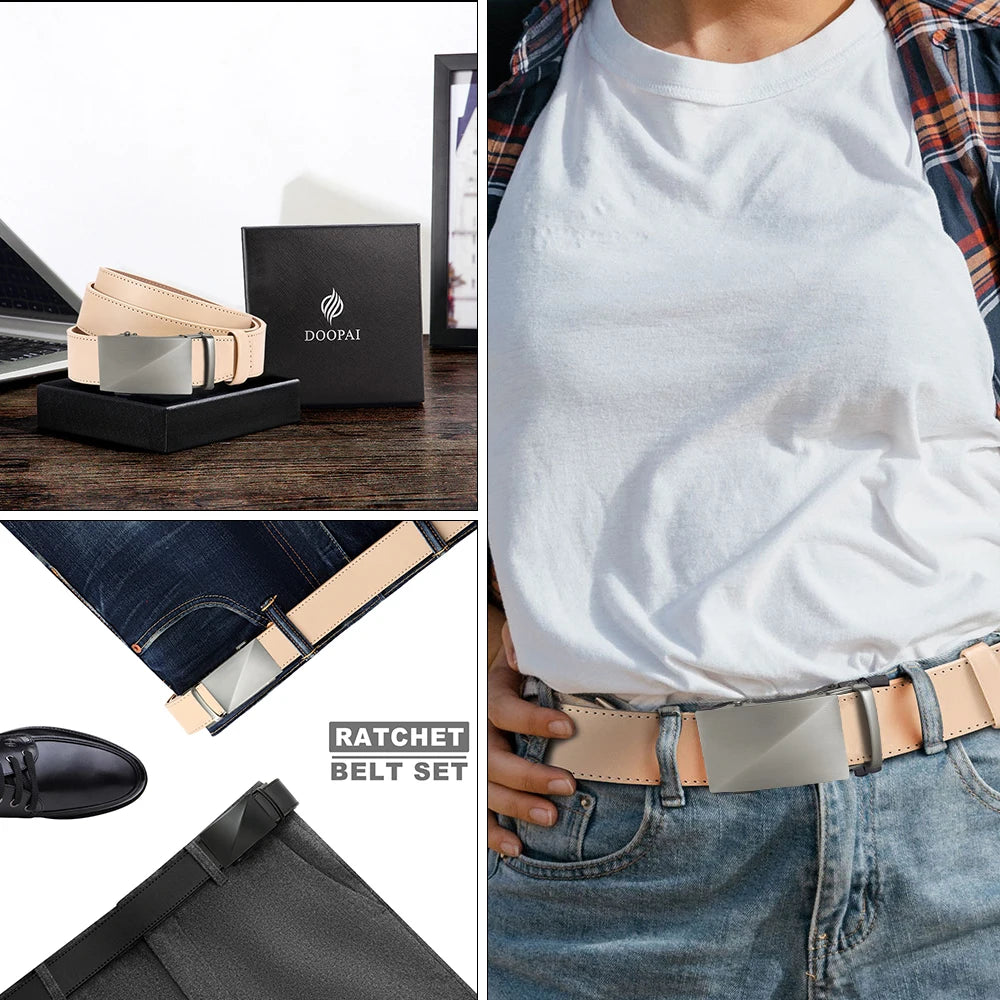 CHAOREN Brand Leather Belts for Men 115cm-135cm Automatic Belt with Ratchet Strap Top Quality Belts Luxury Belts for Men