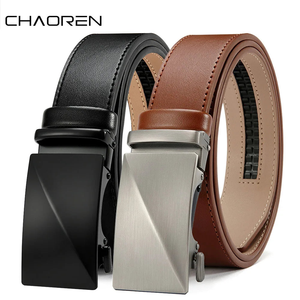 CHAOREN Brand Leather Belts for Men 115cm-135cm Automatic Belt with Ratchet Strap Top Quality Belts Luxury Belts for Men