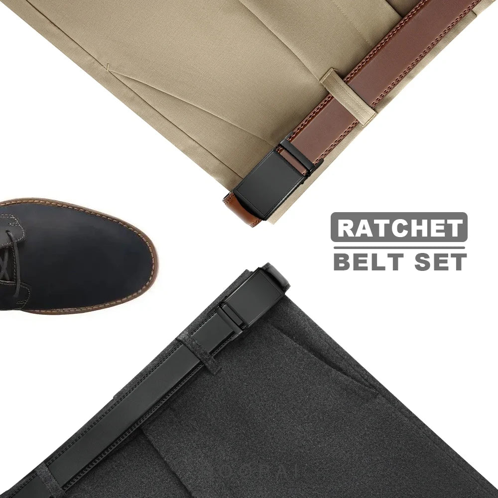 DOOPAI Mens Leather Belt Multiple Colors Automatic Available Belts Leisure Fashion Ratchet Belts for Men Pants Waistband