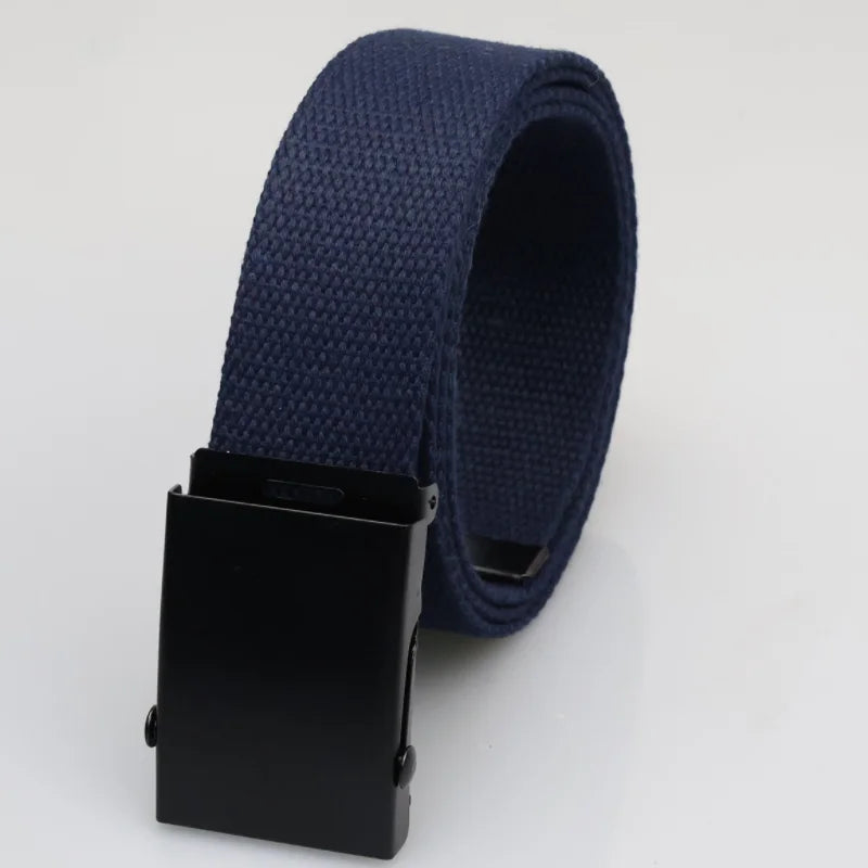 3.8cm Casual Canvas Belt Silver Alloy Buckle Solid Color Outdoor Comfortable Cotton Sports Belt Unisex