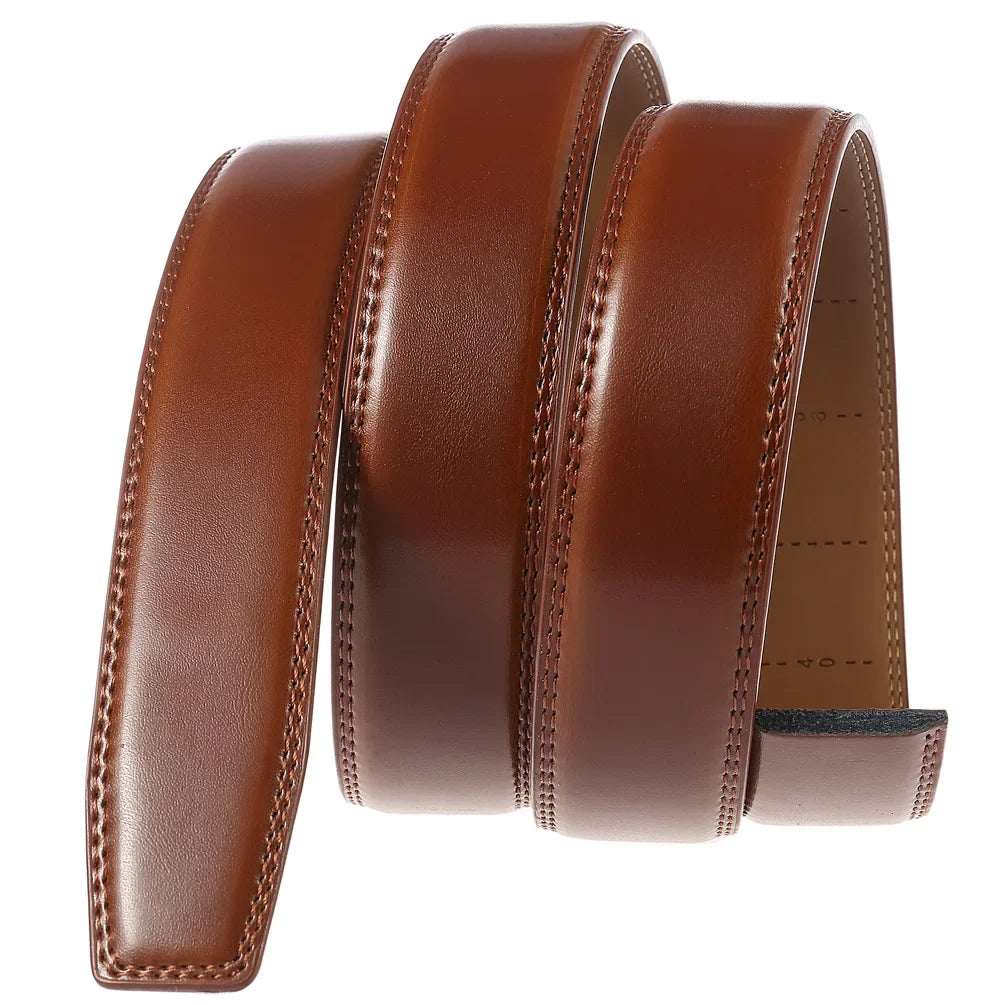 3.5cm Belt No Buckle Cow Genuine Leather Belt Body for Automatic Buckle High Quality Black Brown Belts Without Buckle Cowskin