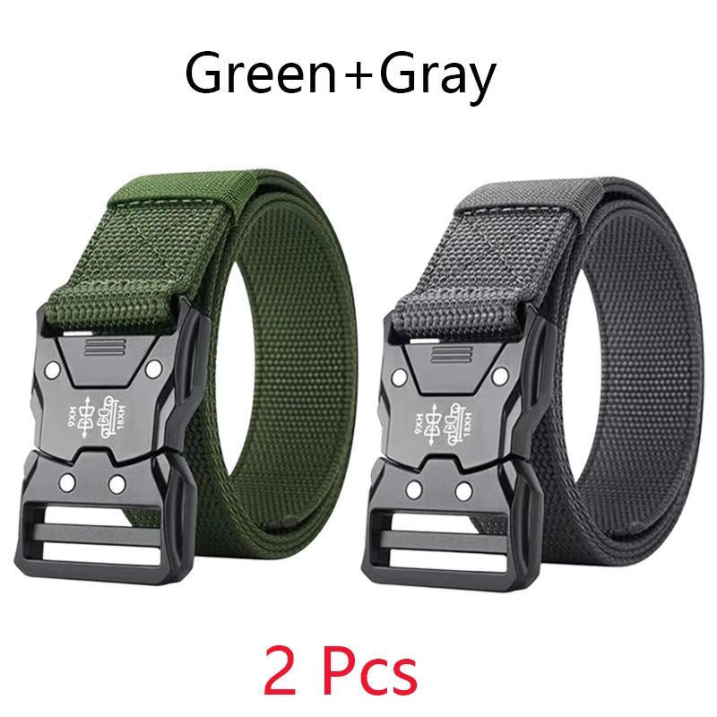 Best Men's Belts Tactical Black Waist Woven Durable Automatic Buckle Belt for Man Army Outdoor Hunting Golf Nylon Belt Trouser
