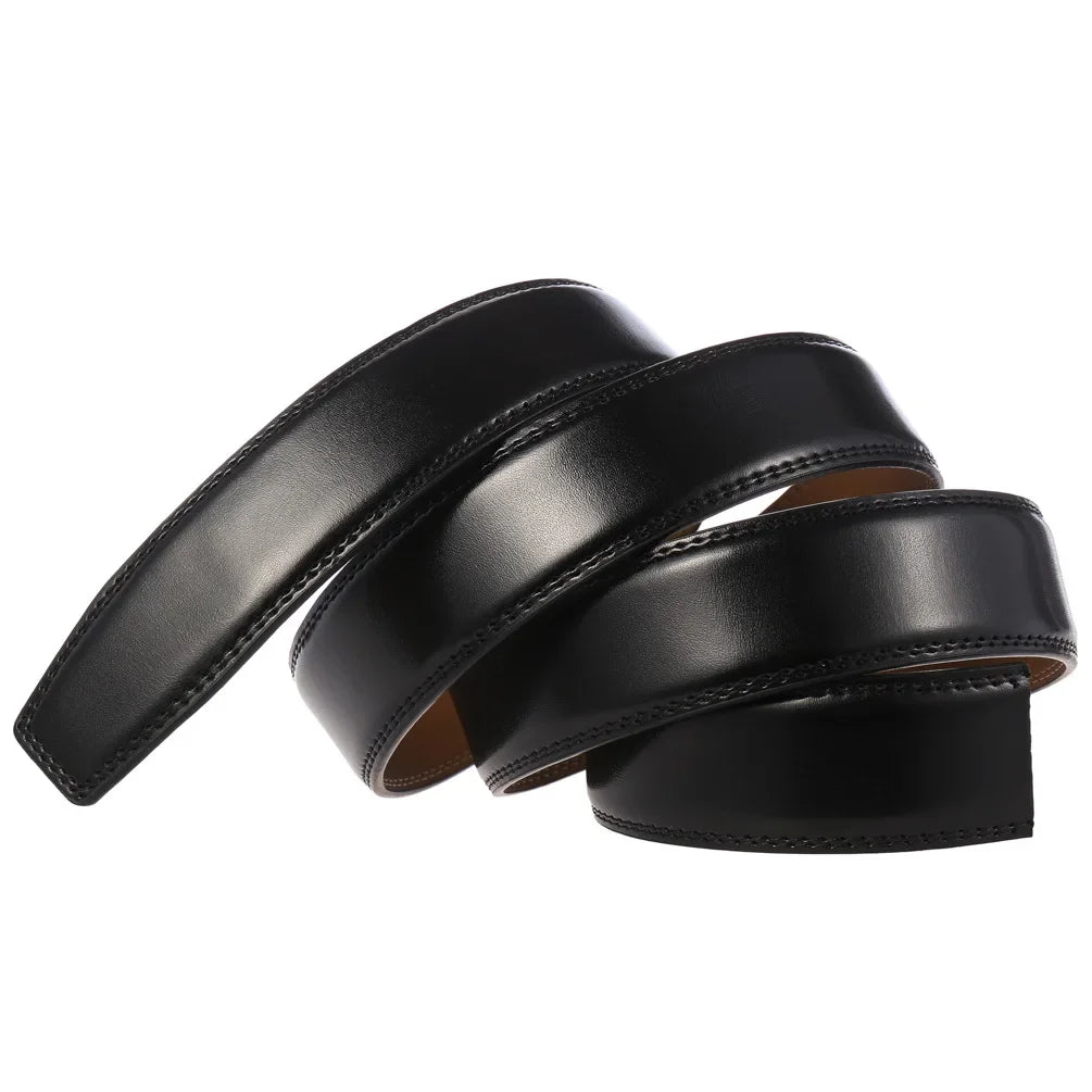 3.5cm Belt No Buckle Cow Genuine Leather Belt Body for Automatic Buckle High Quality Black Brown Belts Without Buckle Cowskin