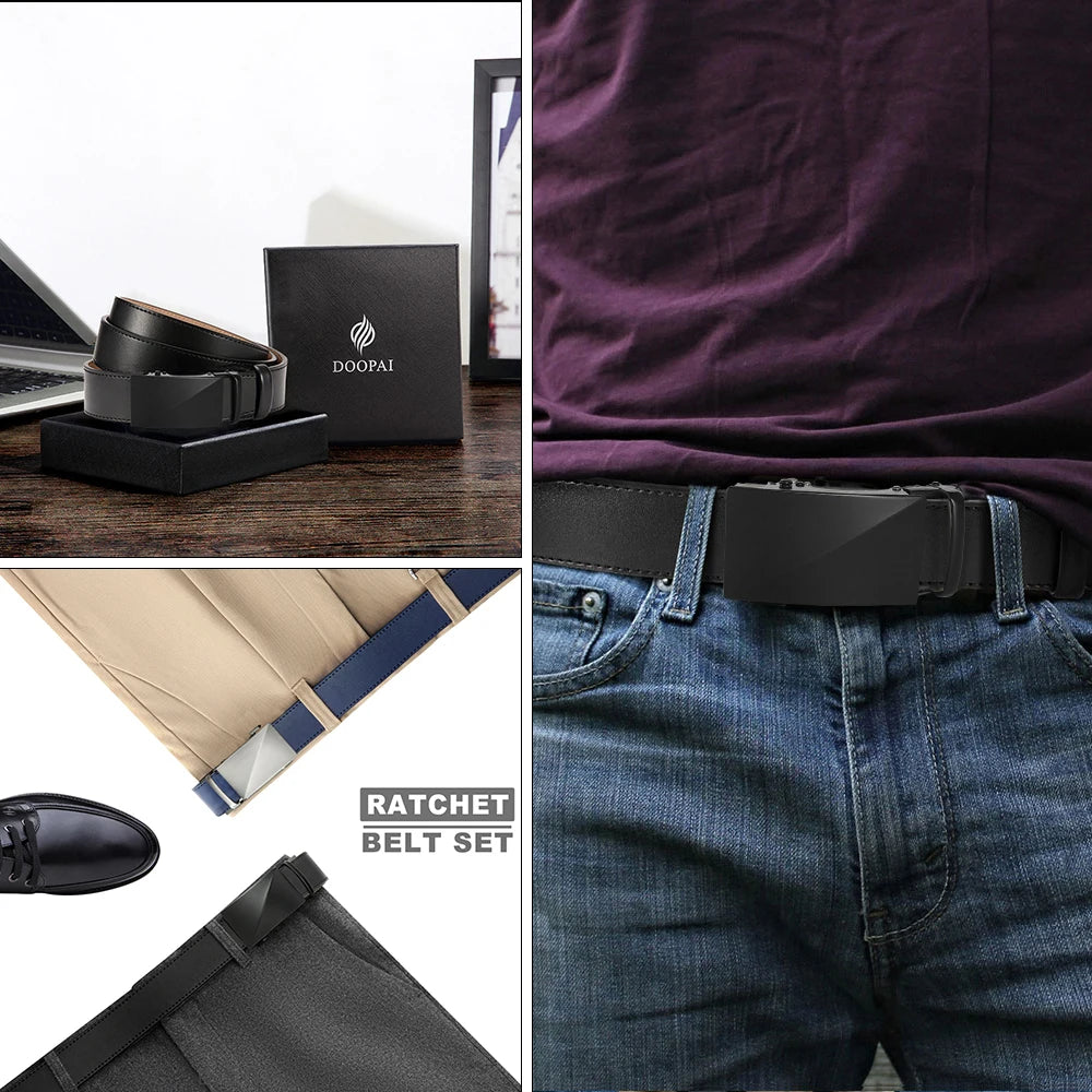 CHAOREN Brand Leather Belts for Men 115cm-135cm Automatic Belt with Ratchet Strap Top Quality Belts Luxury Belts for Men