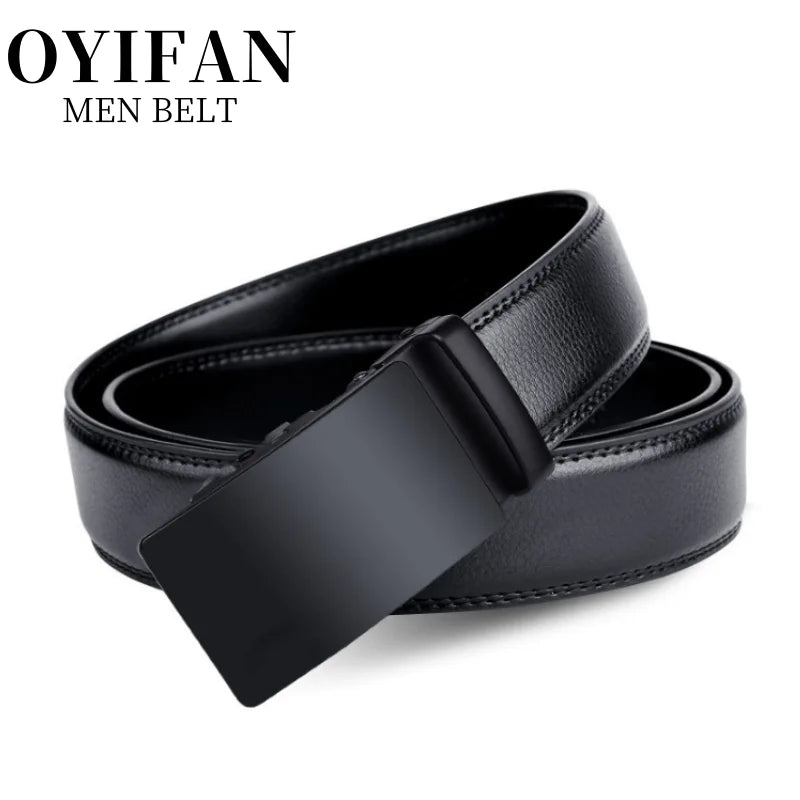 Automatic Buckle Belts for Men High Quality Brown/Black Genuine Leather Belts with Adjustable Ratchet Belt for Men