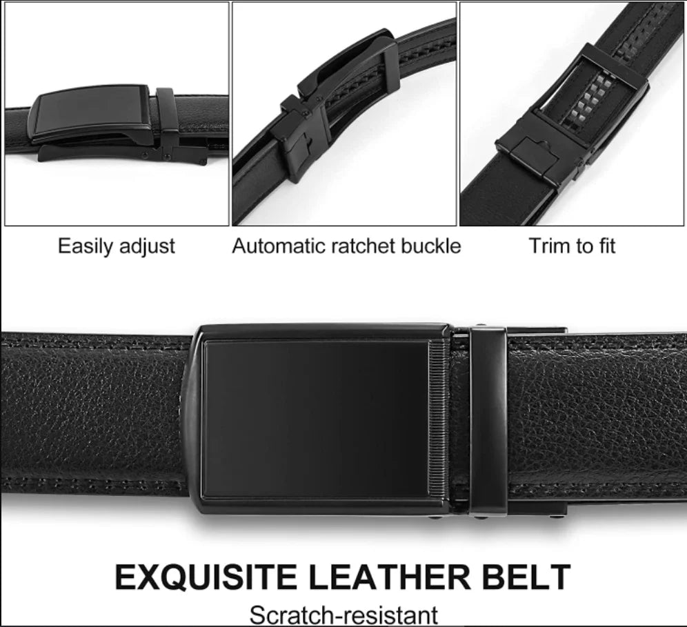 DOOPAI Mens Leather Belt Multiple Colors Automatic Available Belts Leisure Fashion Ratchet Belts for Men Pants Waistband