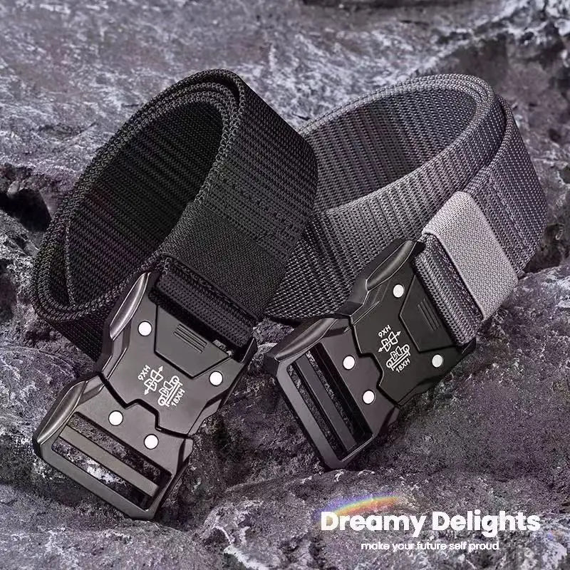 Best Men's Belts Tactical Black Waist Woven Durable Automatic Buckle Belt for Man Army Outdoor Hunting Golf Nylon Belt Trouser