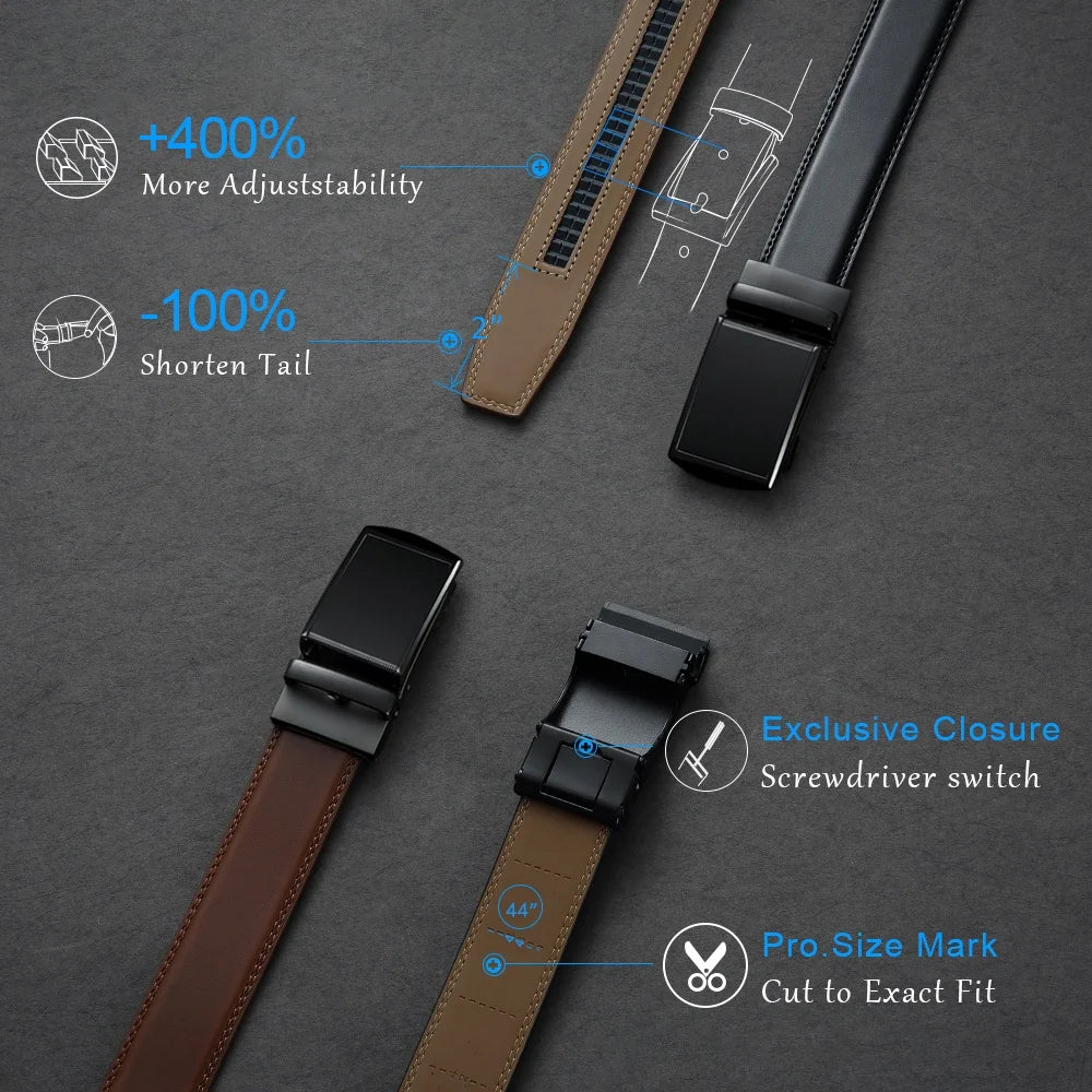 DOOPAI Mens Leather Belt Multiple Colors Automatic Available Belts Leisure Fashion Ratchet Belts for Men Pants Waistband