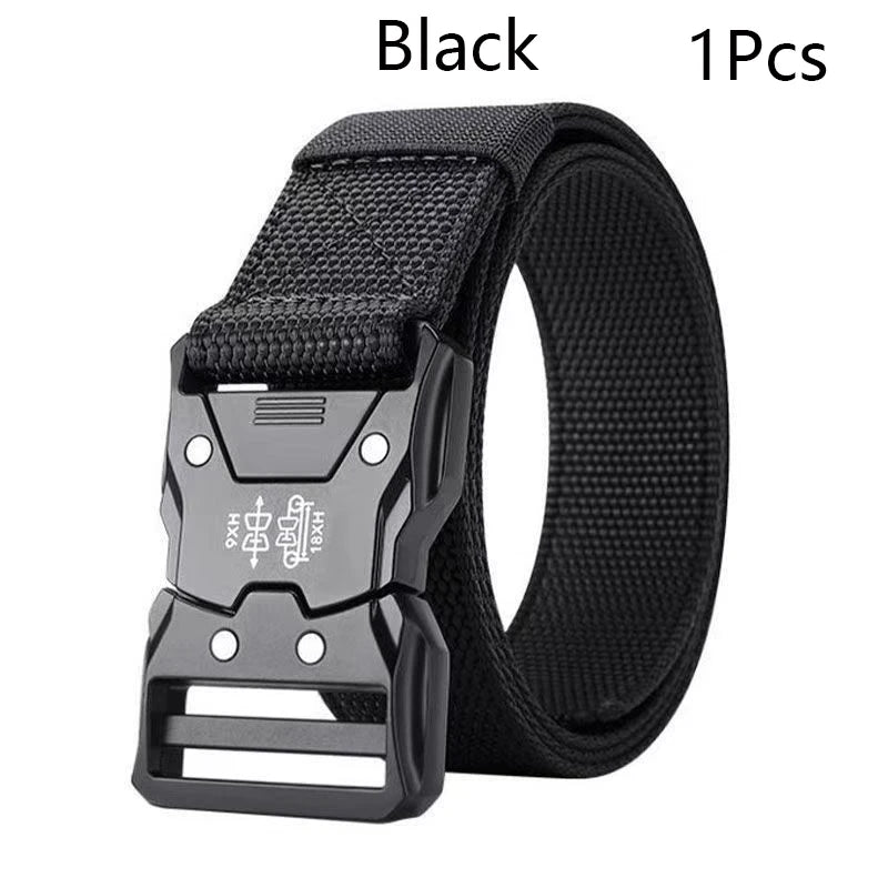 Best Men's Belts Tactical Black Waist Woven Durable Automatic Buckle Belt for Man Army Outdoor Hunting Golf Nylon Belt Trouser