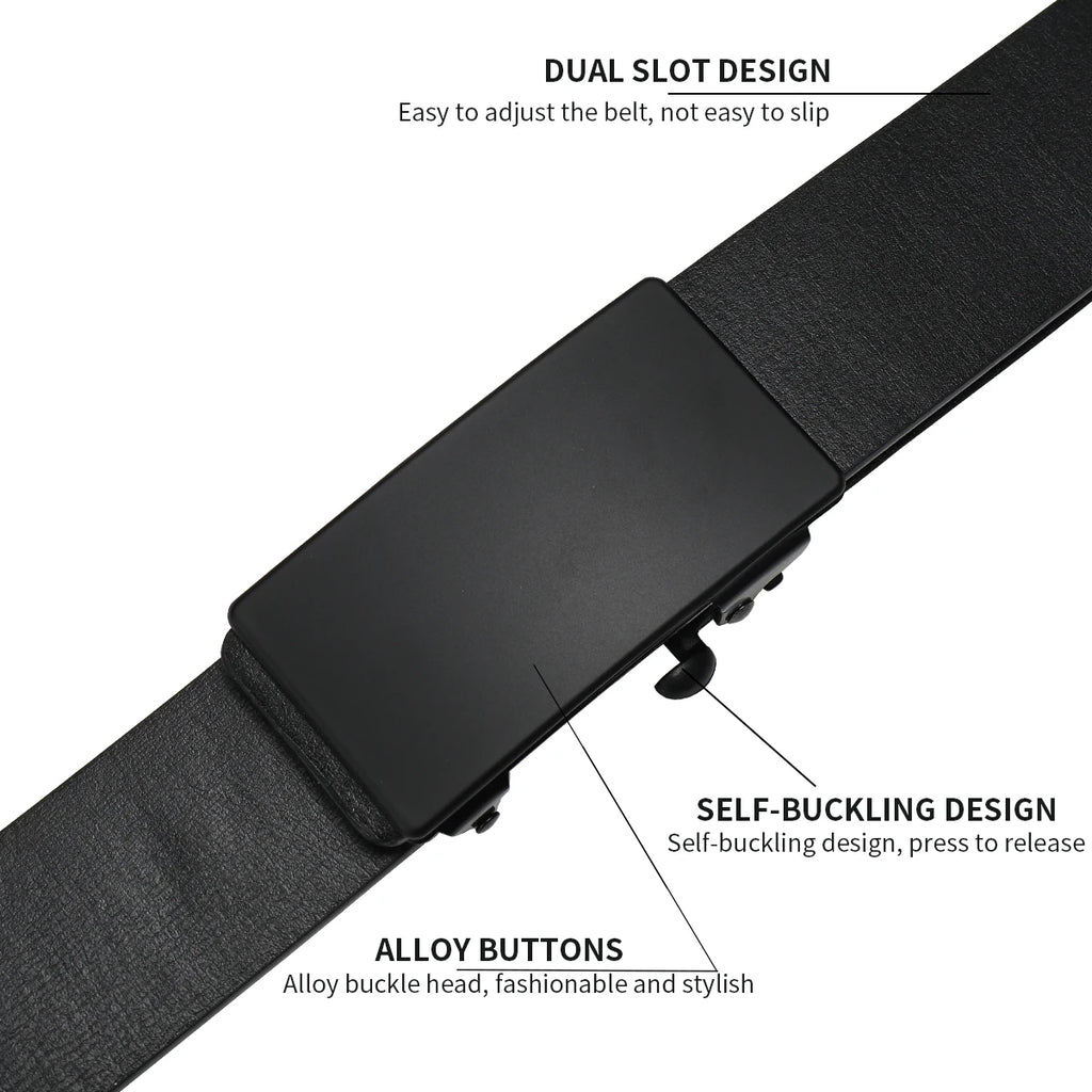 Belt men's genuine leather toothless automatic buckle cowhide belt men's youth business belt