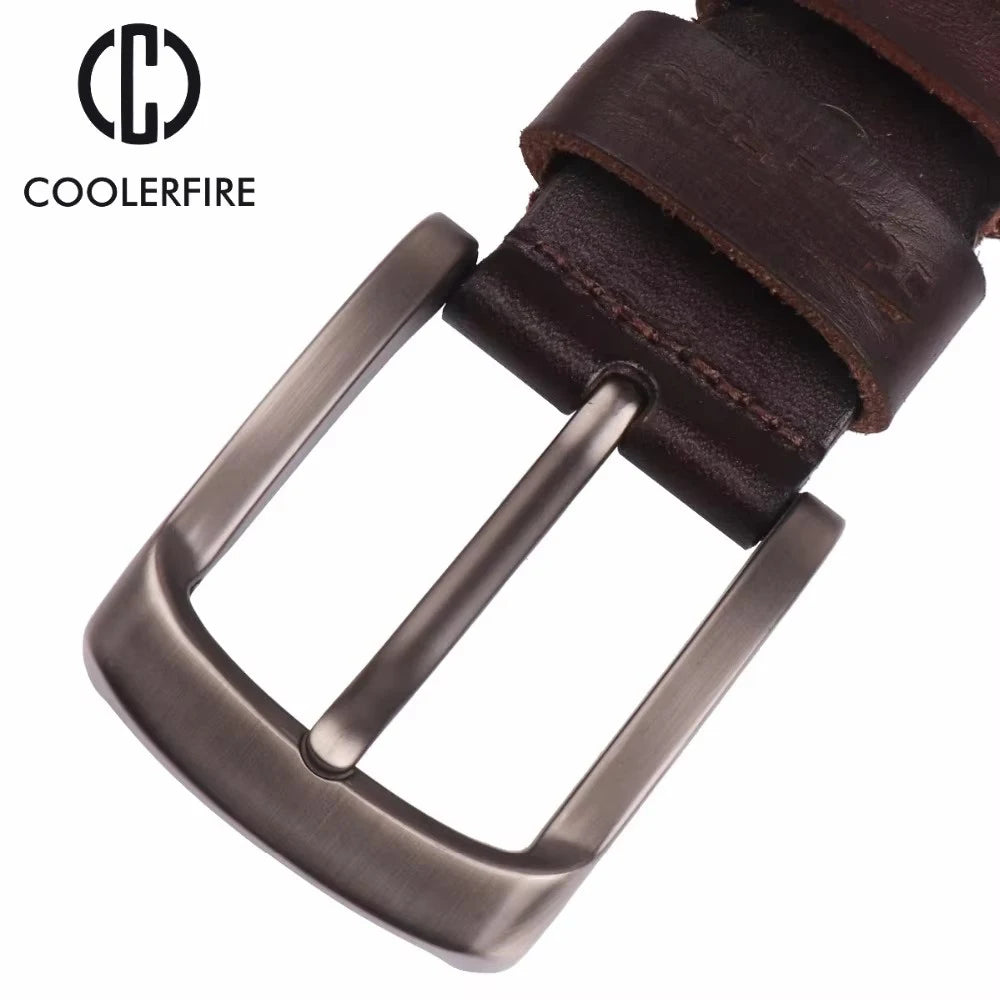 CCOOLERFIRE Men Belt Full Grain 100% Real Genuine Cowskin Top Layer Leather Soft Jeans Cowhide Belts For Men TM053