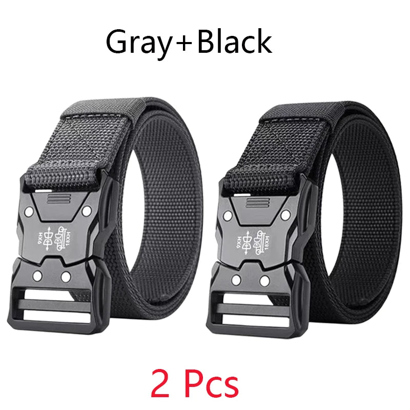 Best Men's Belts Tactical Black Waist Woven Durable Automatic Buckle Belt for Man Army Outdoor Hunting Golf Nylon Belt Trouser