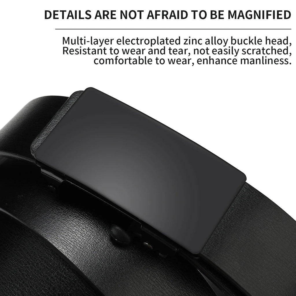 Belt men's genuine leather toothless automatic buckle cowhide belt men's youth business belt