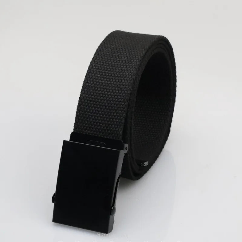 3.8cm Casual Canvas Belt Silver Alloy Buckle Solid Color Outdoor Comfortable Cotton Sports Belt Unisex