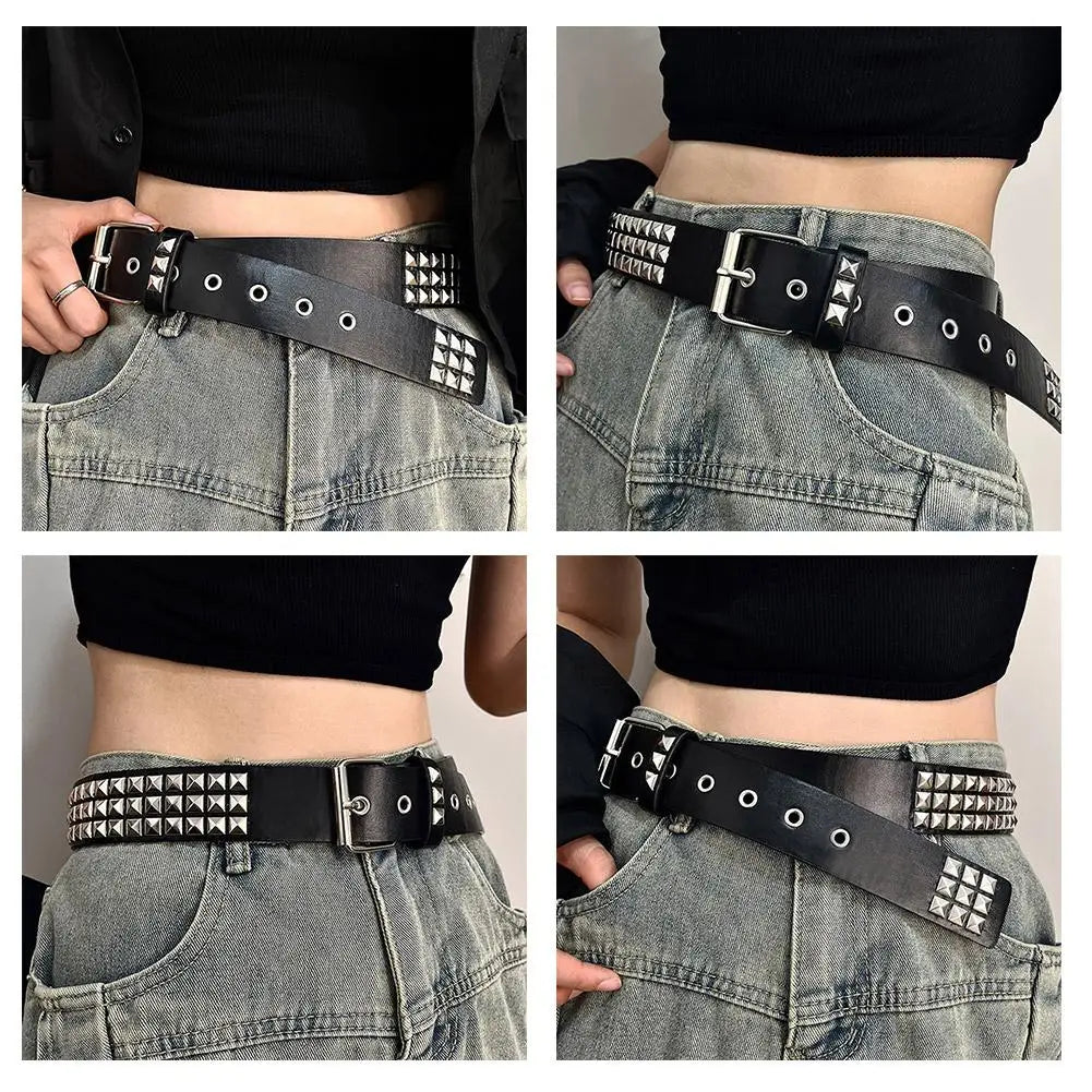 Black/Pink/White Trend Rivet Belt Heavy Metal Belt Men Women Punk Nightclub Rock Style Belt Jeans Belt Y2K Belt Fashion Decor