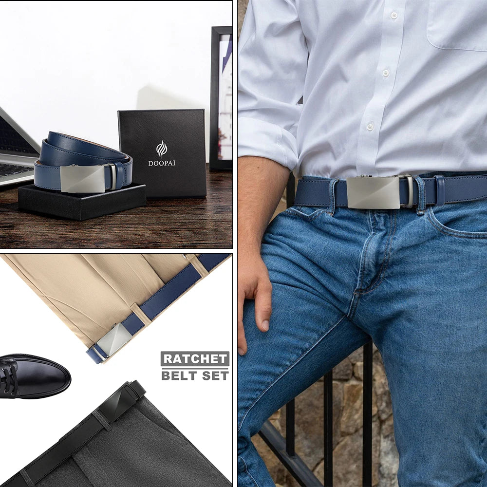 CHAOREN Brand Leather Belts for Men 115cm-135cm Automatic Belt with Ratchet Strap Top Quality Belts Luxury Belts for Men