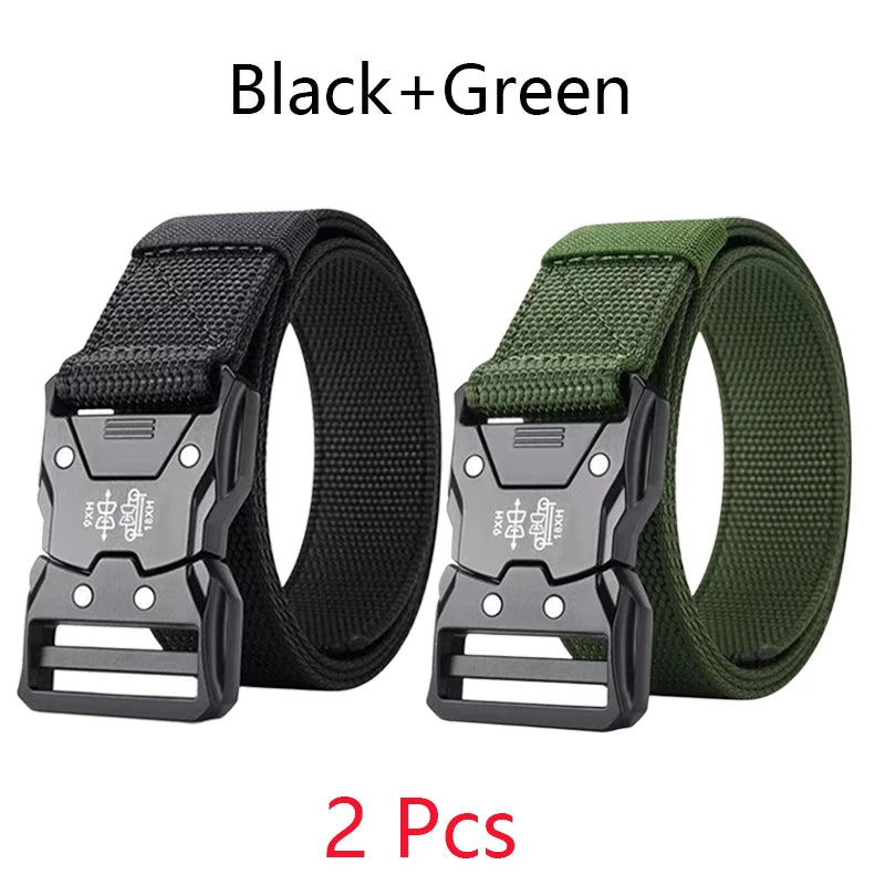 Best Men's Belts Tactical Black Waist Woven Durable Automatic Buckle Belt for Man Army Outdoor Hunting Golf Nylon Belt Trouser