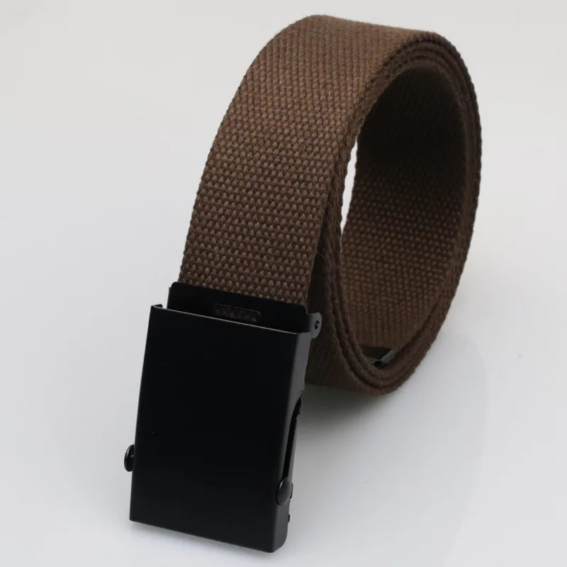 3.8cm Casual Canvas Belt Silver Alloy Buckle Solid Color Outdoor Comfortable Cotton Sports Belt Unisex