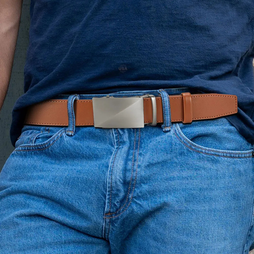 CHAOREN Brand Leather Belts for Men 115cm-135cm Automatic Belt with Ratchet Strap Top Quality Belts Luxury Belts for Men