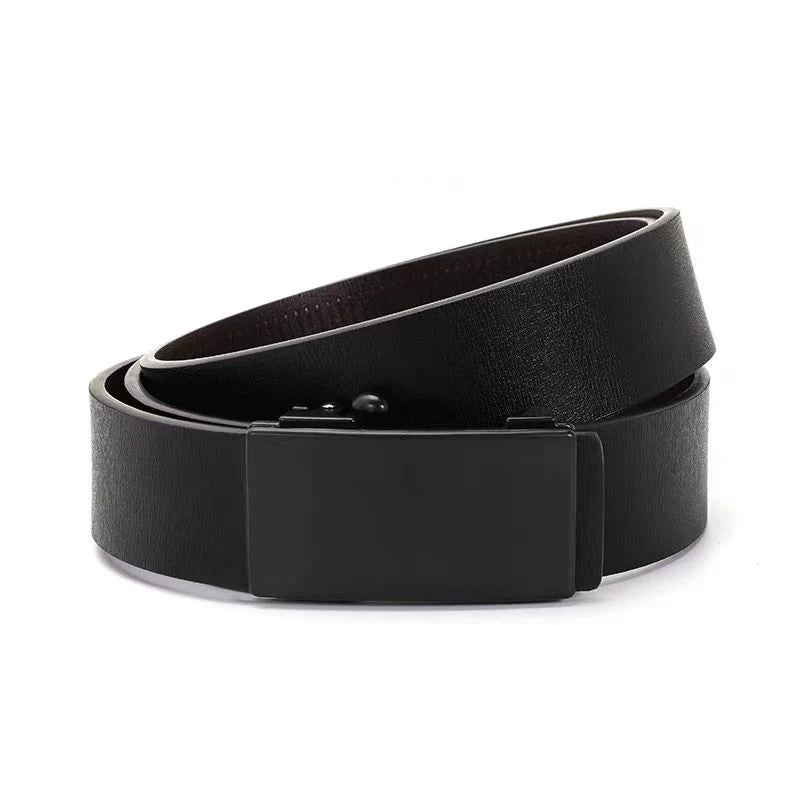 Belt men's genuine leather toothless automatic buckle cowhide belt men's youth business belt