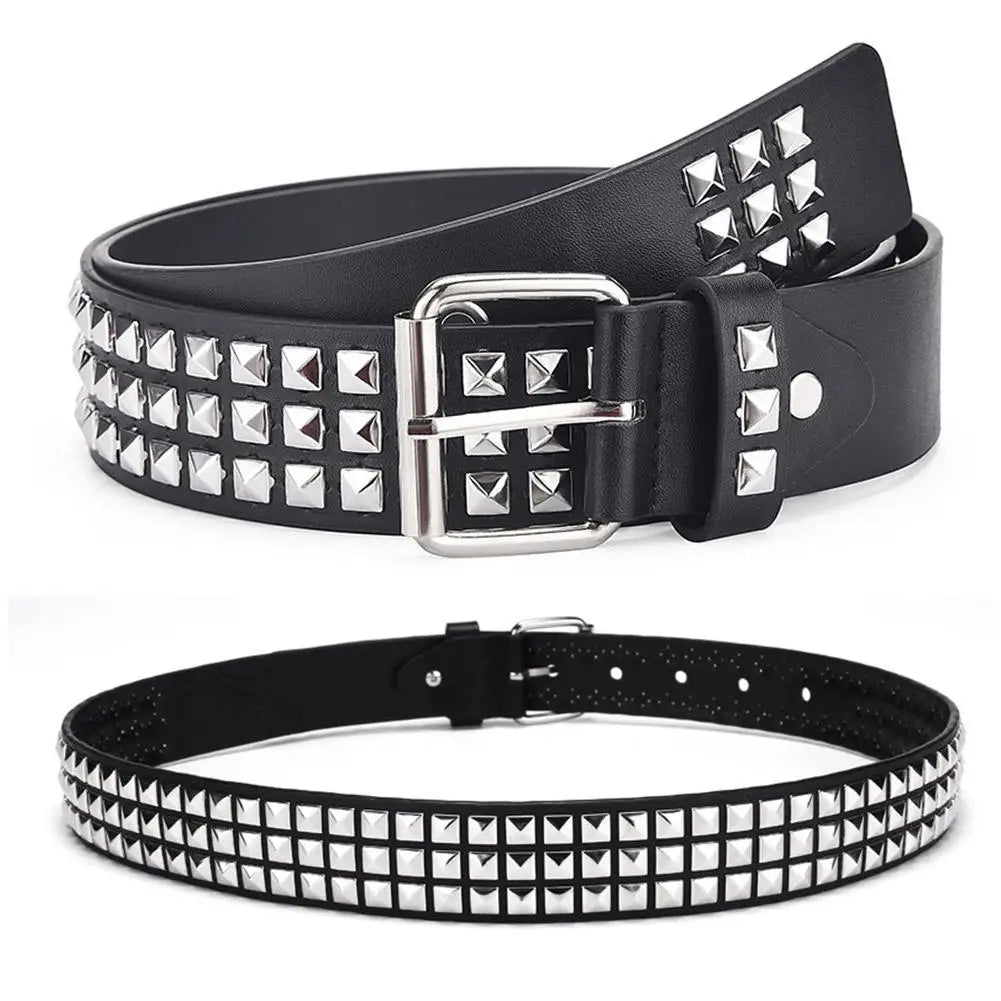 Black/Pink/White Trend Rivet Belt Heavy Metal Belt Men Women Punk Nightclub Rock Style Belt Jeans Belt Y2K Belt Fashion Decor