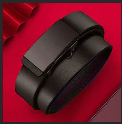 Belt men's genuine leather toothless automatic buckle cowhide belt men's youth business belt