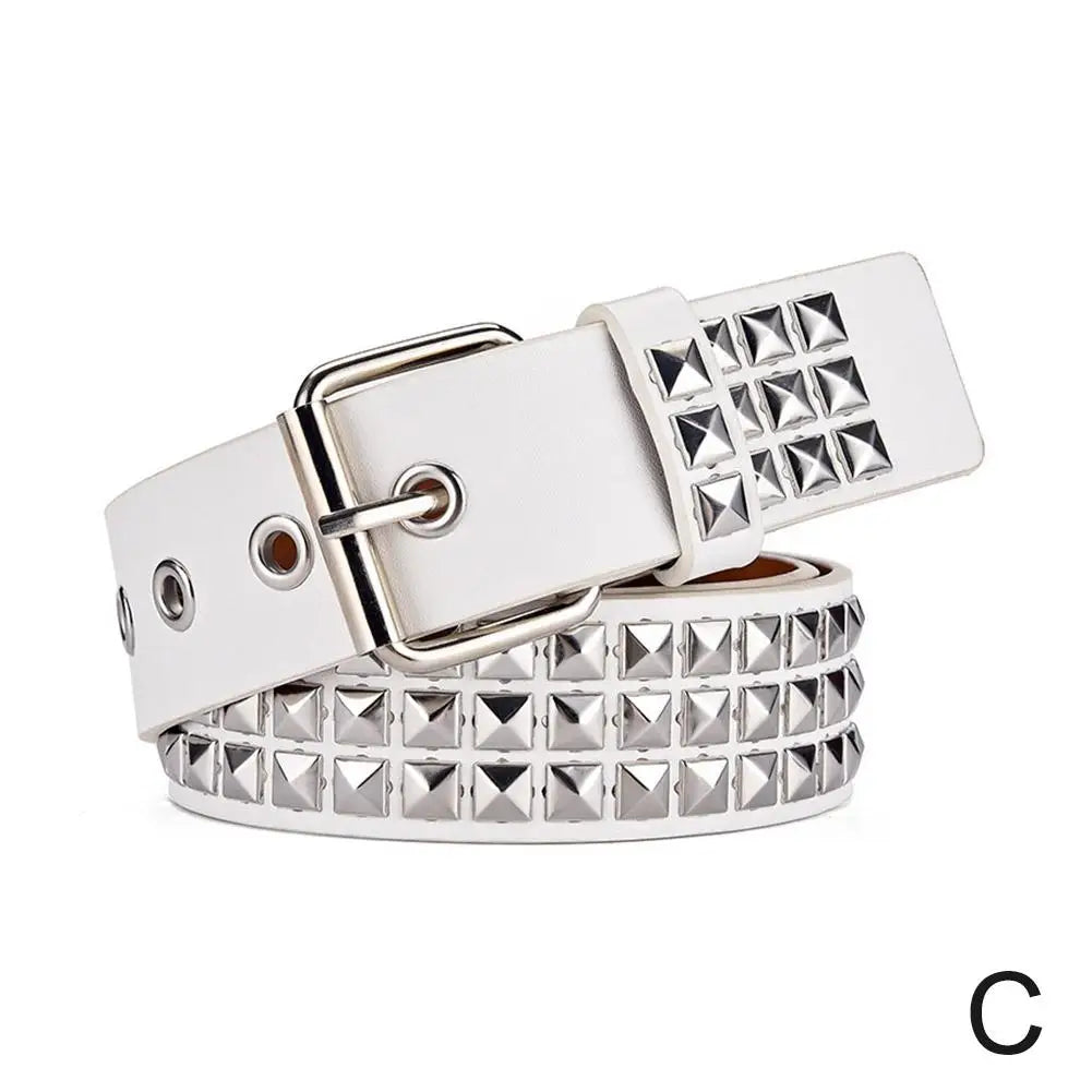 Black/Pink/White Trend Rivet Belt Heavy Metal Belt Men Women Punk Nightclub Rock Style Belt Jeans Belt Y2K Belt Fashion Decor