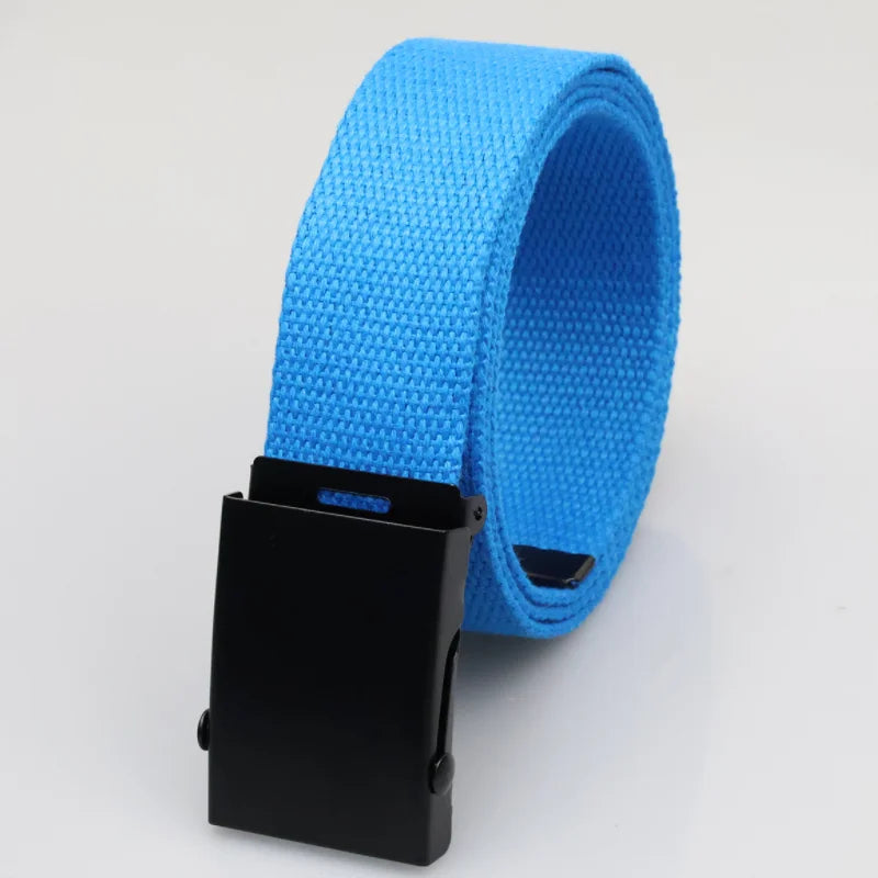 3.8cm Casual Canvas Belt Silver Alloy Buckle Solid Color Outdoor Comfortable Cotton Sports Belt Unisex