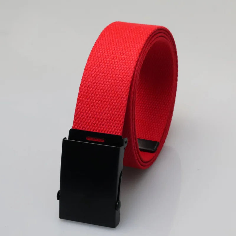 3.8cm Casual Canvas Belt Silver Alloy Buckle Solid Color Outdoor Comfortable Cotton Sports Belt Unisex
