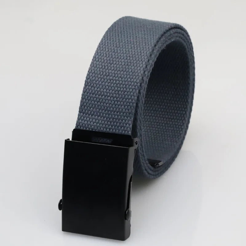 3.8cm Casual Canvas Belt Silver Alloy Buckle Solid Color Outdoor Comfortable Cotton Sports Belt Unisex