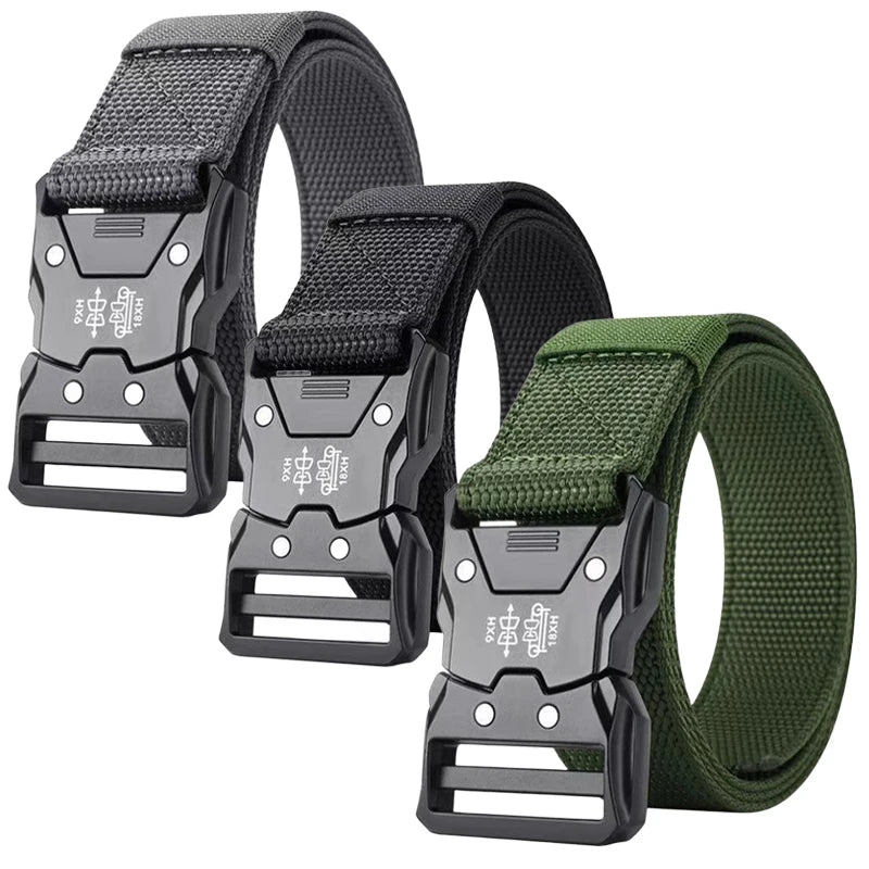 Best Men's Belts Tactical Black Waist Woven Durable Automatic Buckle Belt for Man Army Outdoor Hunting Golf Nylon Belt Trouser